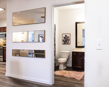 Bathroom with a toilet sink and mirror